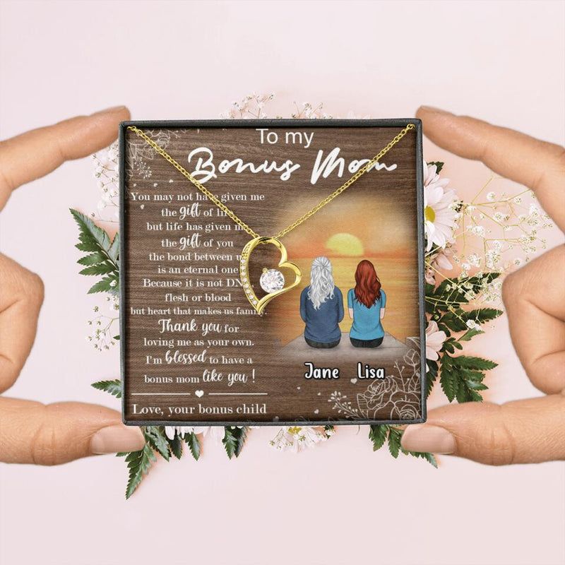 Personalized Bonus Mom Necklace - Up to 5 People - Mother's Day Gift For Mom - To My Bonus Mom