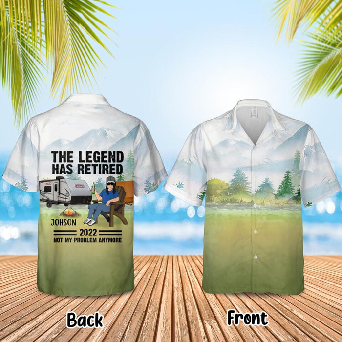Custom Personalized Camping Retirement Hawaiian Shirt - Upto 4 People - Best Gift For Camping Lover - The Legend Has Retired