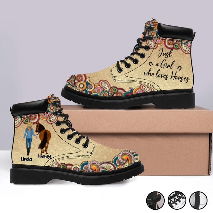 Custom Personalized Horse Girl Season Short Boots - Upto 2 Horses - Gift Idea For Horse Lovers - Never Walk Alone