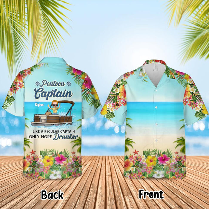 Custom Personalized Pontoon Captain Hawaiian Shirt - Best Gift For Pontoon Lover - Pontoon Captain Like A Regular Captain Only More Drunker