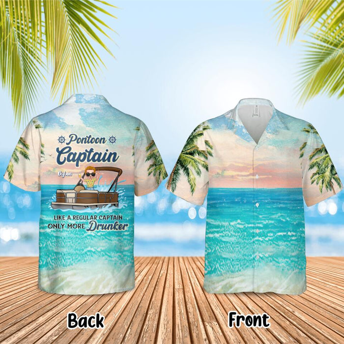 Custom Personalized Pontoon Captain Hawaiian Shirt - Best Gift For Pontoon Lover - Pontoon Captain Like A Regular Captain Only More Drunker