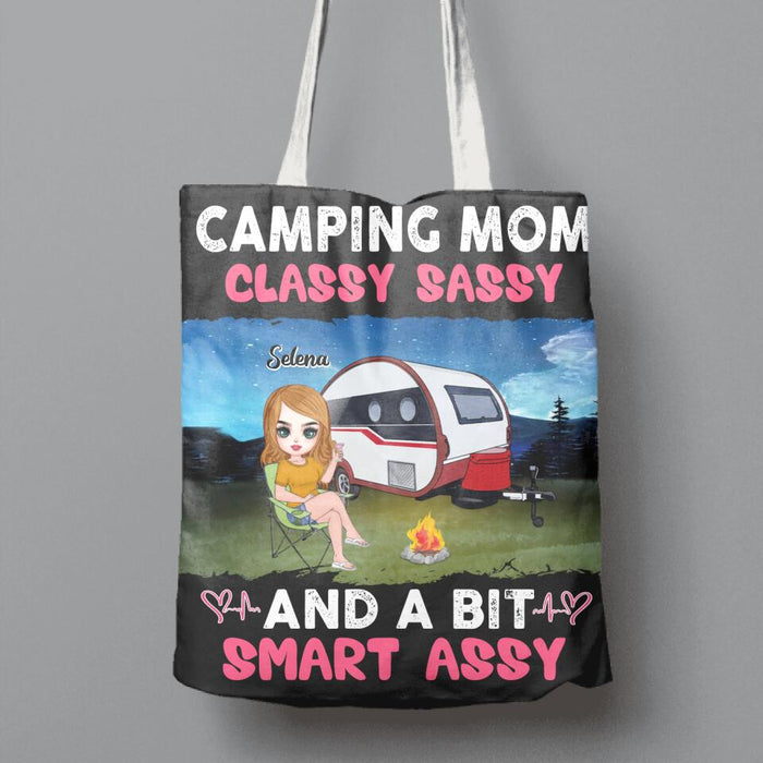 Custom Personalized Camping Mom Canvas Bag - Gift Idea For Camping Lover/ Mother's Day - Camping Mom Classy Sassy And A Bit Smart Assy