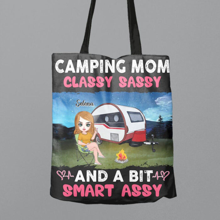 Custom Personalized Camping Mom Canvas Bag - Gift Idea For Camping Lover/ Mother's Day - Camping Mom Classy Sassy And A Bit Smart Assy