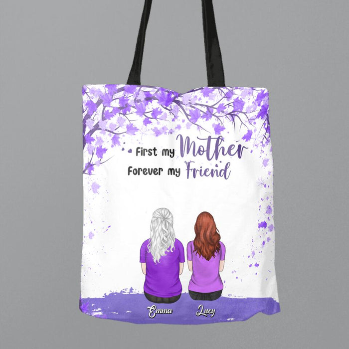 Custom Personalized Beautiful Mom Canvas Bag - Upto 5 People - Gift Idea For Mother's Day - First My Mother Forever My Friend