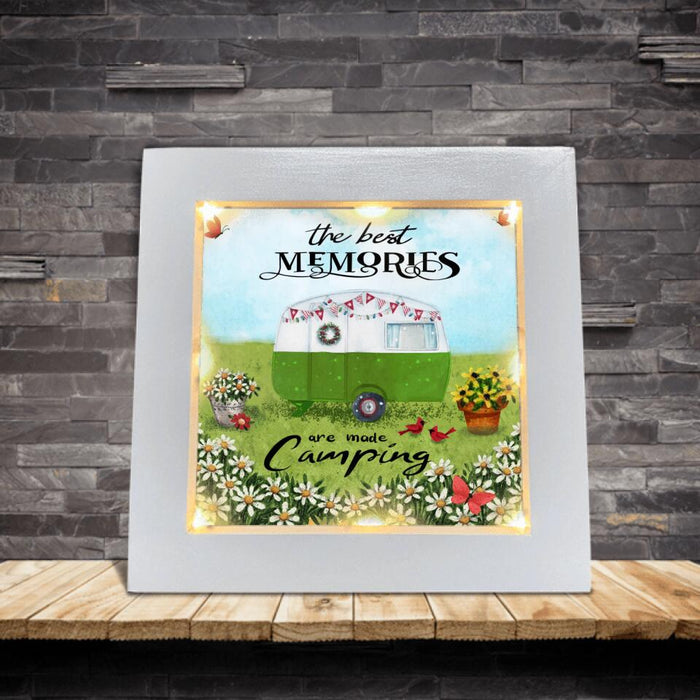 Custom Personalized Happy Campers Frame With Led - Gift Idea For Camping Lover - The Best Memories Are Made Camping