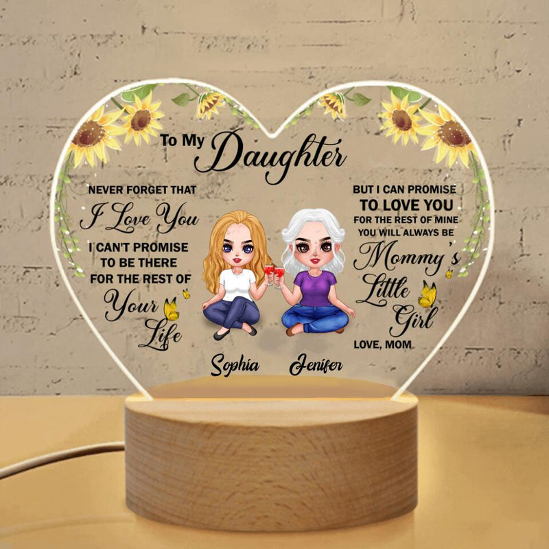 Custom Personalized To My Daughter Heart Acrylic Photo Panel with Light Base - Gift Idea For Daughter - You Will Always Be Mommy's Little Girl