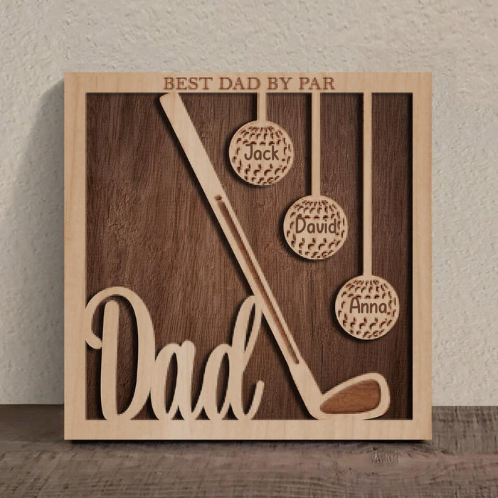 Custom Personalized Golf Square 3 Layered Wooden Art - Gift Idea For Father's Day 2023