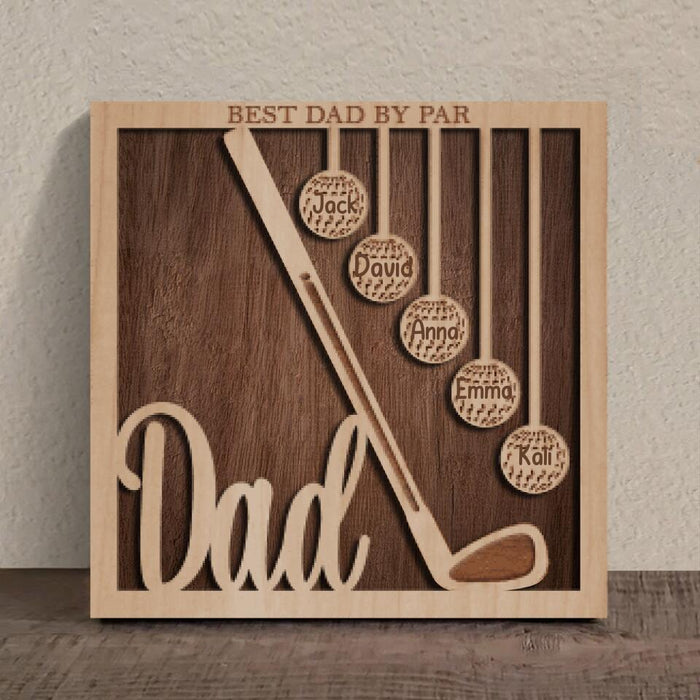 Custom Personalized Golf Square 3 Layered Wooden Art - Gift Idea For Father's Day 2023