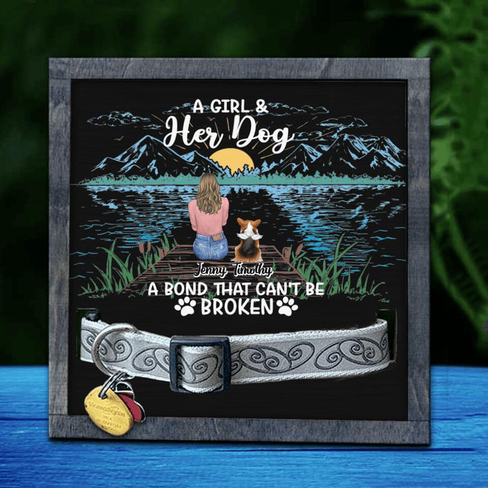 Custom Personalized Memorial Dog Loss Frame - Up To 5 Dogs - Gift Idea For Dog Lovers - A Girl And Her Dog A Bond That Can't Be Broken
