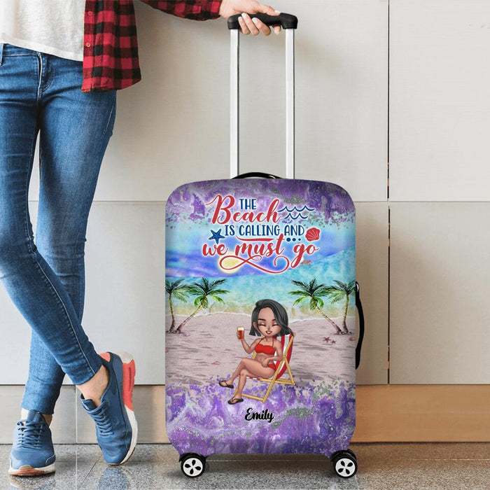 Custom Personalized Beach Camping Suitcase Luggage Cover - Gift Idea For Beach Lovers/ Friends - The Beach Is Calling And We Must Go