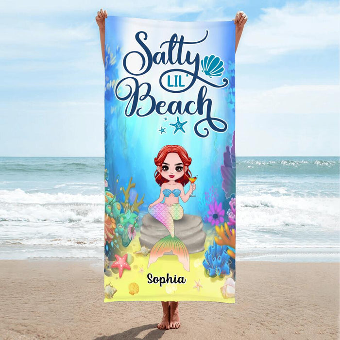 Custom Personalized Mermaid Beach Towel - Gift Idea For Mermaid Lovers - Salty Lil Beach