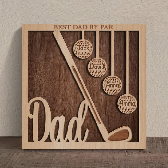 Custom Personalized Golf Square 3 Layered Wooden Art - Gift Idea For Father's Day 2023