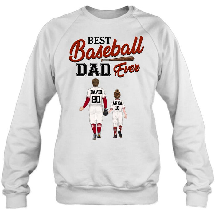 Custom Personalized Baseball Dad Shirt - Upto 4 Children - Gift Idea for Father's Day/Baseball Lover - Best Baseball Dad Ever