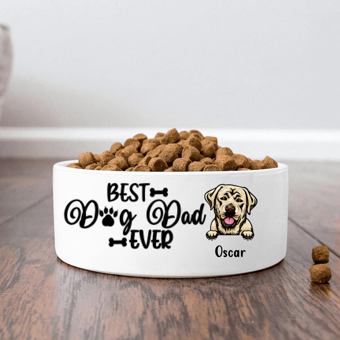 Custom Personalized Pet Bowl - Gift Idea For Pet Lovers - Up To 5 Dogs/Cats - Happy Further's Day To My Human,  Now Feed Me