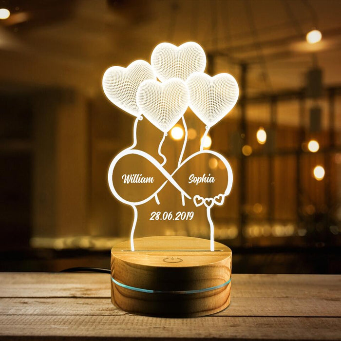 Custom Personalized Led Lamp for Couple - Gift for Couple, Lovers, Husband and Wife