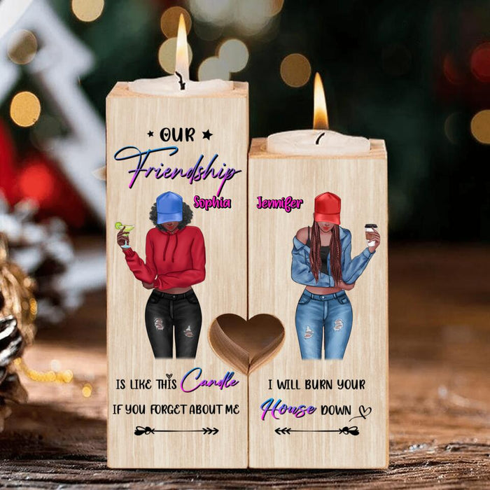 Custom Personalized Friendship Heart Candle Holder - Gift Idea For Best Friends - Our Friendship Is Like This Candle