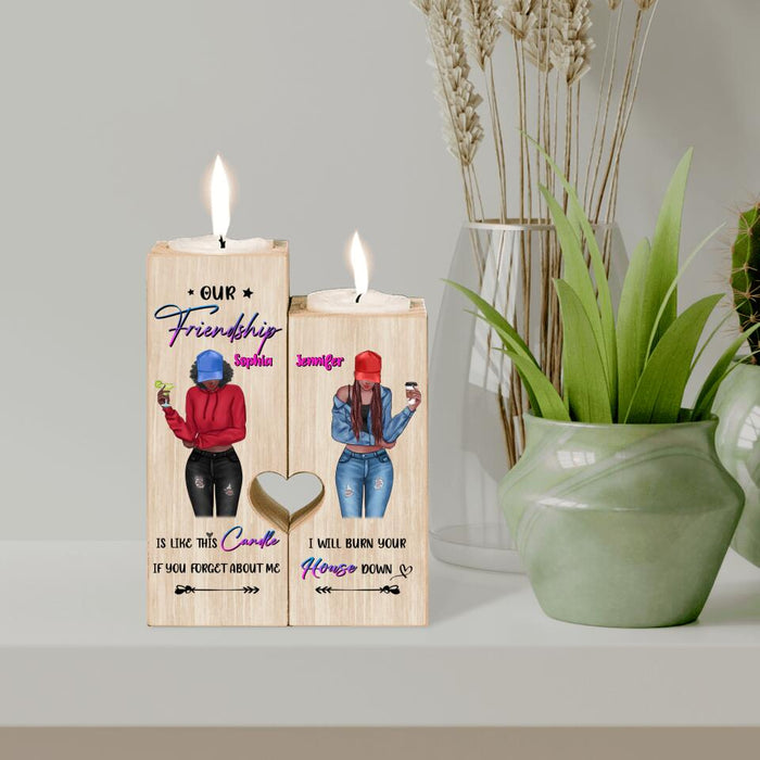 Custom Personalized Friendship Heart Candle Holder - Gift Idea For Best Friends - Our Friendship Is Like This Candle