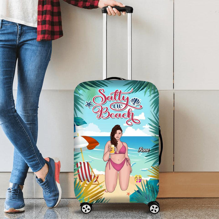 Custom Personalized Beach Girl Suitcase Luggage Cover - Gift Idea For Girls/Beach Lovers - Salty Lil' Beach