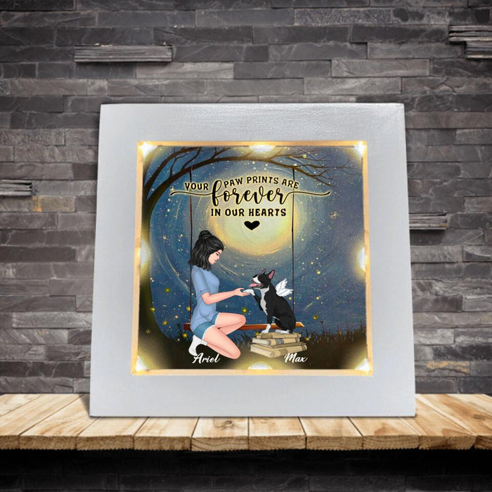 Custom Personalized Dog Mom Frame With Led - Gift Idea For Dog Mom/ Dog Lover - Your Paw Prints Are Forever In Our Hearts