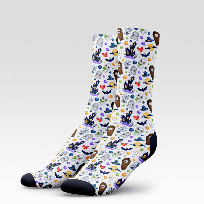 Cute Halloween Patterns 3D Heelless Socks - Gift Idea For Halloween, Gift For Friends and Family