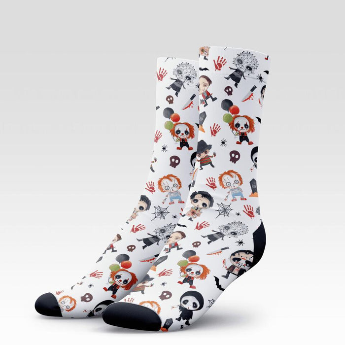 Cute Halloween Patterns 3D Heelless Socks - Gift Idea For Halloween, Gift For Friends and Family