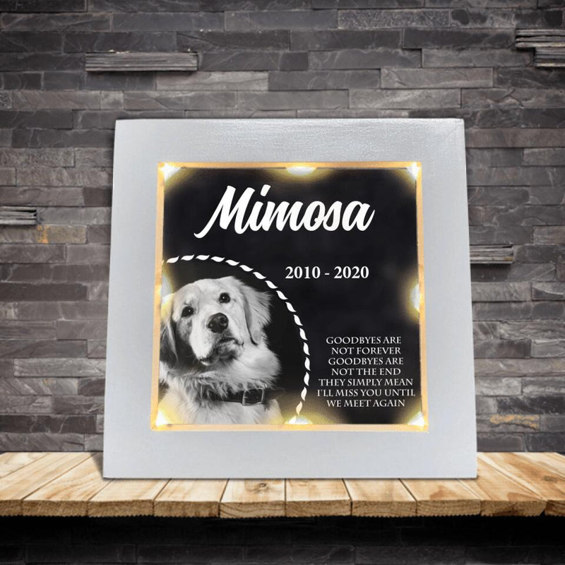 Personalized Memorial Pet Photo Frame With Led - Memorial Gift Idea For Pet Lovers - Goodbyes Are Not Forever