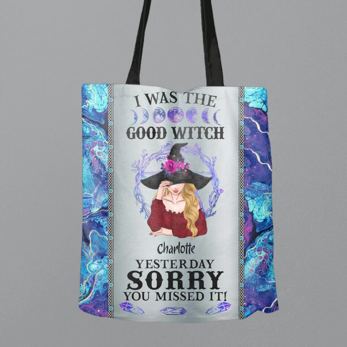 Custom Personalized Witch Canvas Bag - Gift Idea For Halloween/ Friend - I Was The Good Witch Yesterday