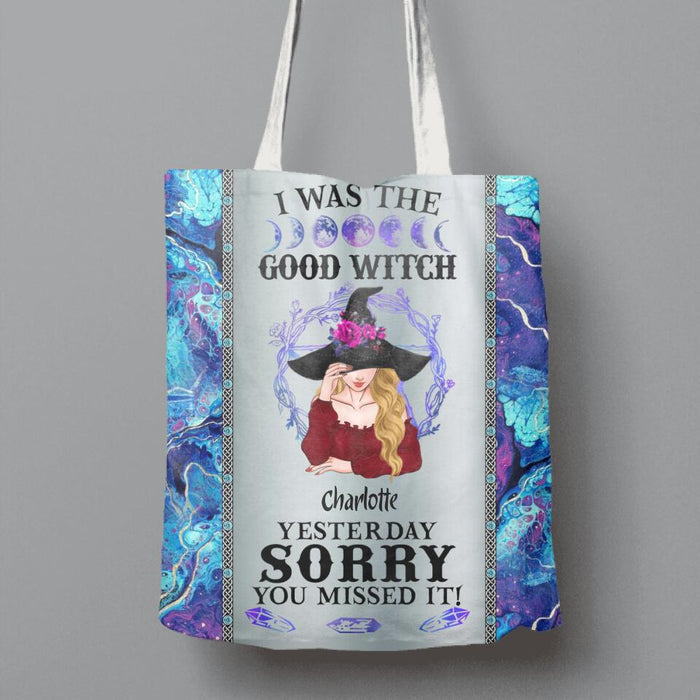 Custom Personalized Witch Canvas Bag - Gift Idea For Halloween/ Friend - I Was The Good Witch Yesterday