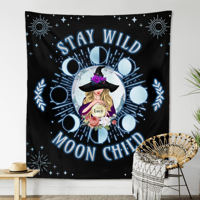 Custom Personalized Witch Tapestry - Halloween Gift Idea - Stay Wild Moon Child