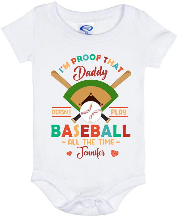 Personalized Daddy Baby Onesie - Gift Idea For Father's Day 2023 - Daddy Doesn't Play Baseball All The Time