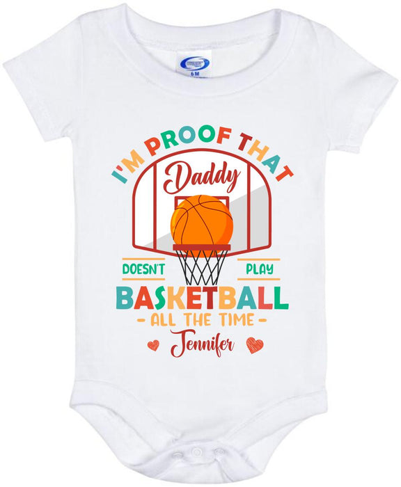Personalized Daddy Baby Onesie - Gift Idea For Father's Day 2023 - Daddy Doesn't Play Baseketball All The Time