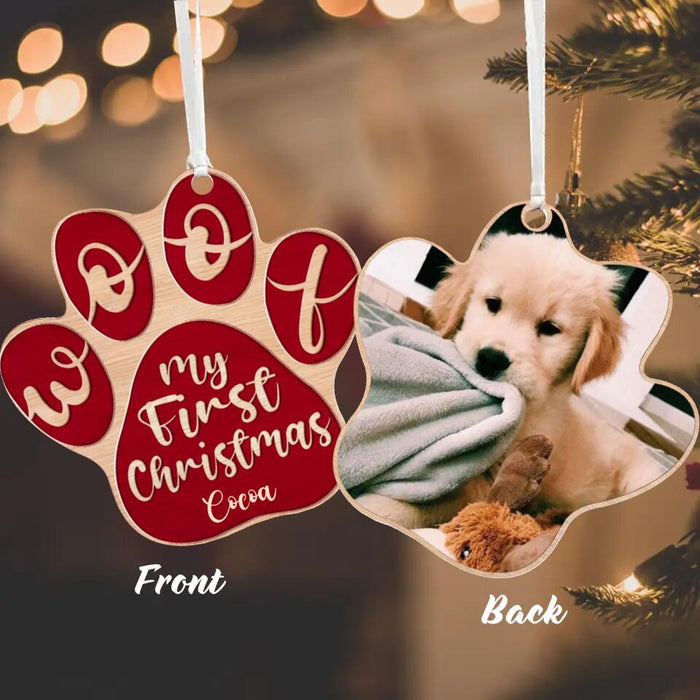 Custom Personalized My first Christmas Pawprints Ornament - Upload Photo - Christmas Gift Idea For Cat/ Dog/ Horse Lover