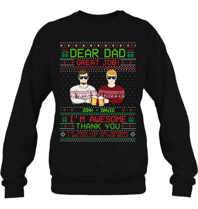 Custom Personalized Great Job Dad Xmas Sweater - Upto 5 People - Gift Idea For Father/ Christmas - Dear Dad Great Job!