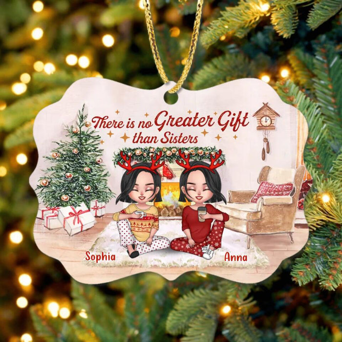 Custom Personalized Christmas Rectangle Ornament - Gift Idea For Christmas/ Sisters/ Brothers with up to 4 People - There Is No Greater Gift Than Sisters