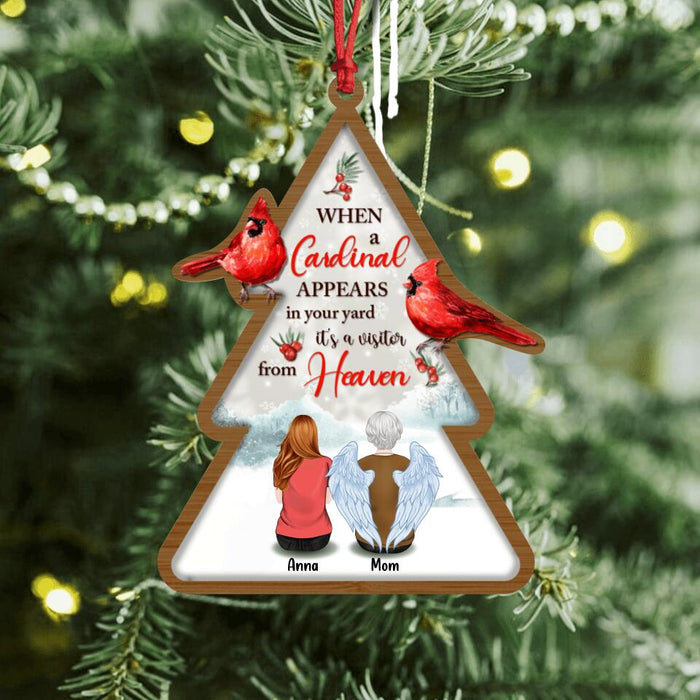 Custom Personalized Memorial Family Wooden Ornament - Memorial Gift Idea - When A Cardinal Appears In Your Yard It's a Visitor From Heaven