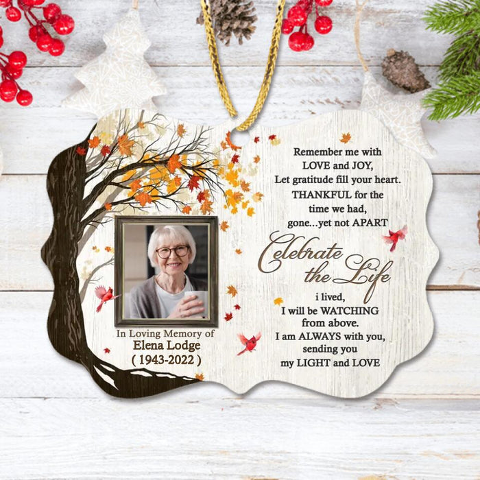 Custom Personalized Memorial Rectangle Ornament - Upload Mom Photo - Remember Me With Love and Joy, Let Gratitude Fill Your Heart