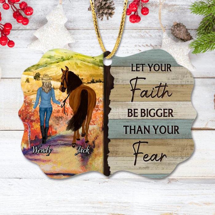 Custom Personalized Horse Rectangle Ornament - Gift Idea For Horse Owners - Let Your Faith Be Bigger Than Your Fear