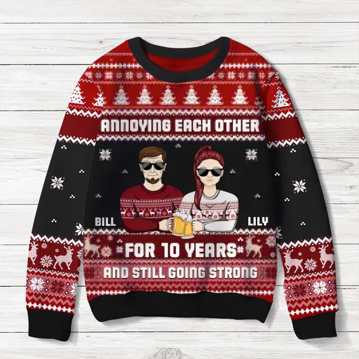 Custom Personalized Annoying Couple Sweater - Christmas Gift Idea For Couple - Annoying Each Other And Still Going Strong