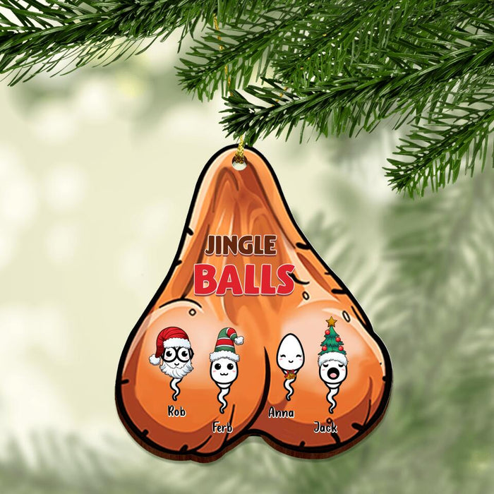 Custom Personalized Christmas Wooden Ornament - Gift Idea For Christmas with up to 4 Sperms - Jingle Balls