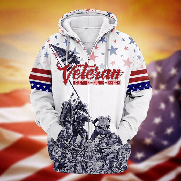 Custom Personalized Veteran Day Zip Hoodie - Veteran's Day Gifts