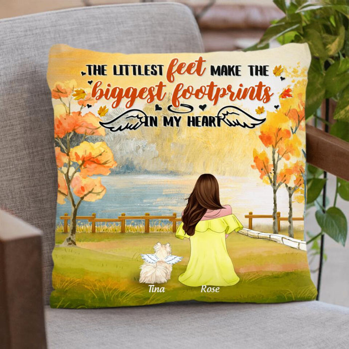 Custom Personalized Memorial Dog Mom Autumn Pillow Cover - Mom With Upto 4 Dogs - Best Memorial Gift For Dog Lover - 8ALLOF