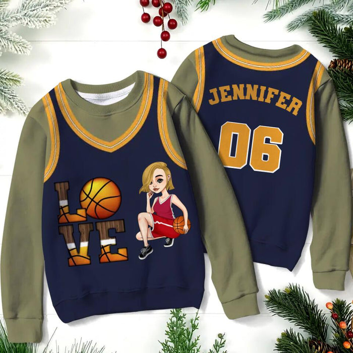 Custom Personalized Basketball Girl All-Over Print 
Sweater - Gift Idea For Basketball Lovers - Love