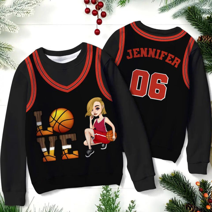 Custom Personalized Basketball Girl All-Over Print 
Sweater - Gift Idea For Basketball Lovers - Love