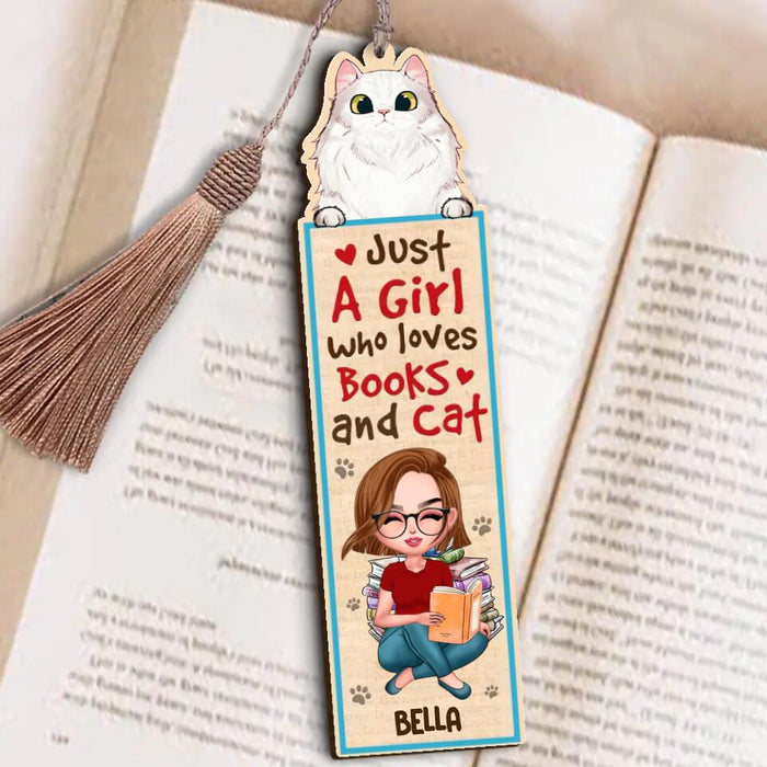 Custom Personalized Cat Bookmark - Gift Idea For Book/ Cat Lovers - Just A Girl Who Loves Books And Cat