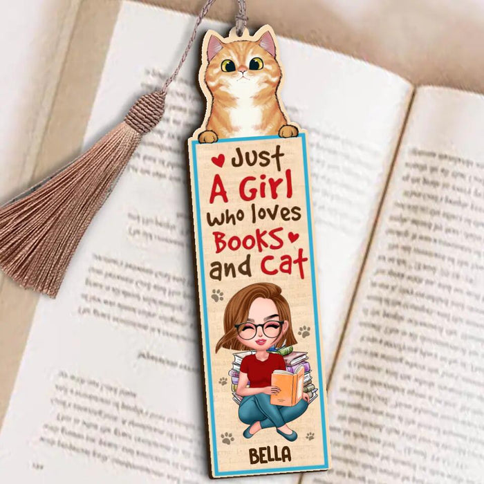 Custom Personalized Cat Bookmark - Gift Idea For Book/ Cat Lovers - Just A Girl Who Loves Books And Cat