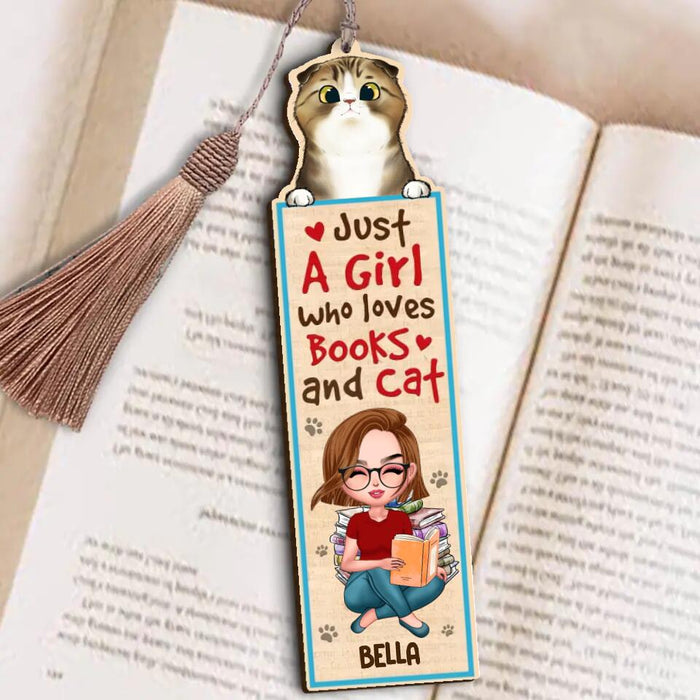 Custom Personalized Cat Bookmark - Gift Idea For Book/ Cat Lovers - Just A Girl Who Loves Books And Cat