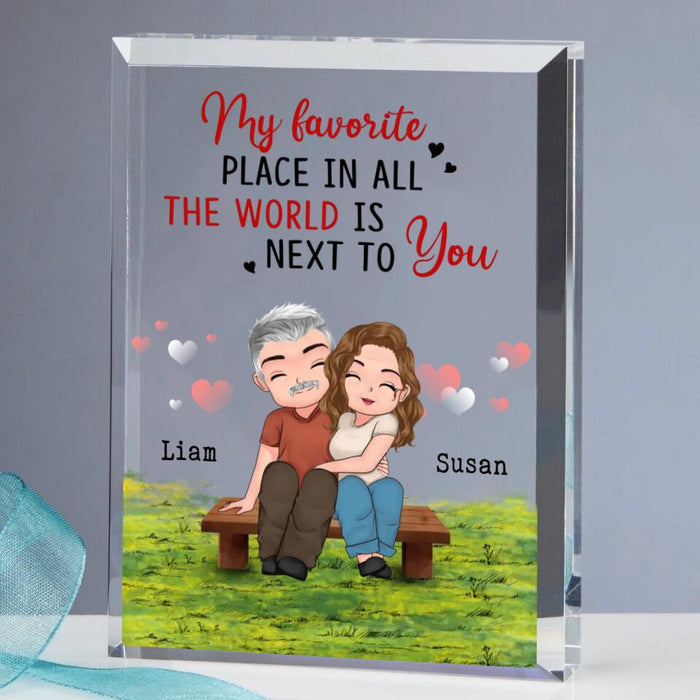 Custom Personalized Couple Rectangle Acrylic Plaque - Gift Idea For Couple/ Mother's Day Gift From Husband - My Favorite Place In All The World Is Next To You