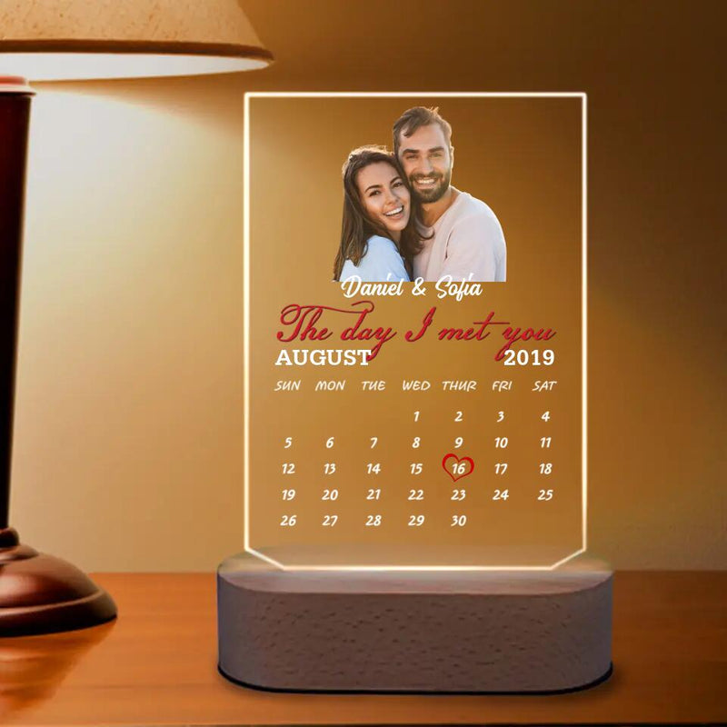 Personalized Couple Photo Panel with Lighted Stand - Best Gift Idea For Couple/Mother's Day Gift From Husband - The Day I Met You