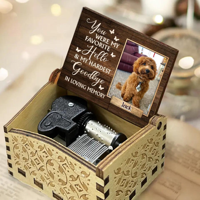 Custom Personalized Memorial Photo Music Box - Memorial Gift for Pet - You were my favorite hello