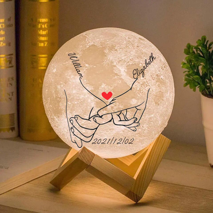 Custom Personalized Couple Hands Moon Lamp - Gift for Couple/ Husband and Wife